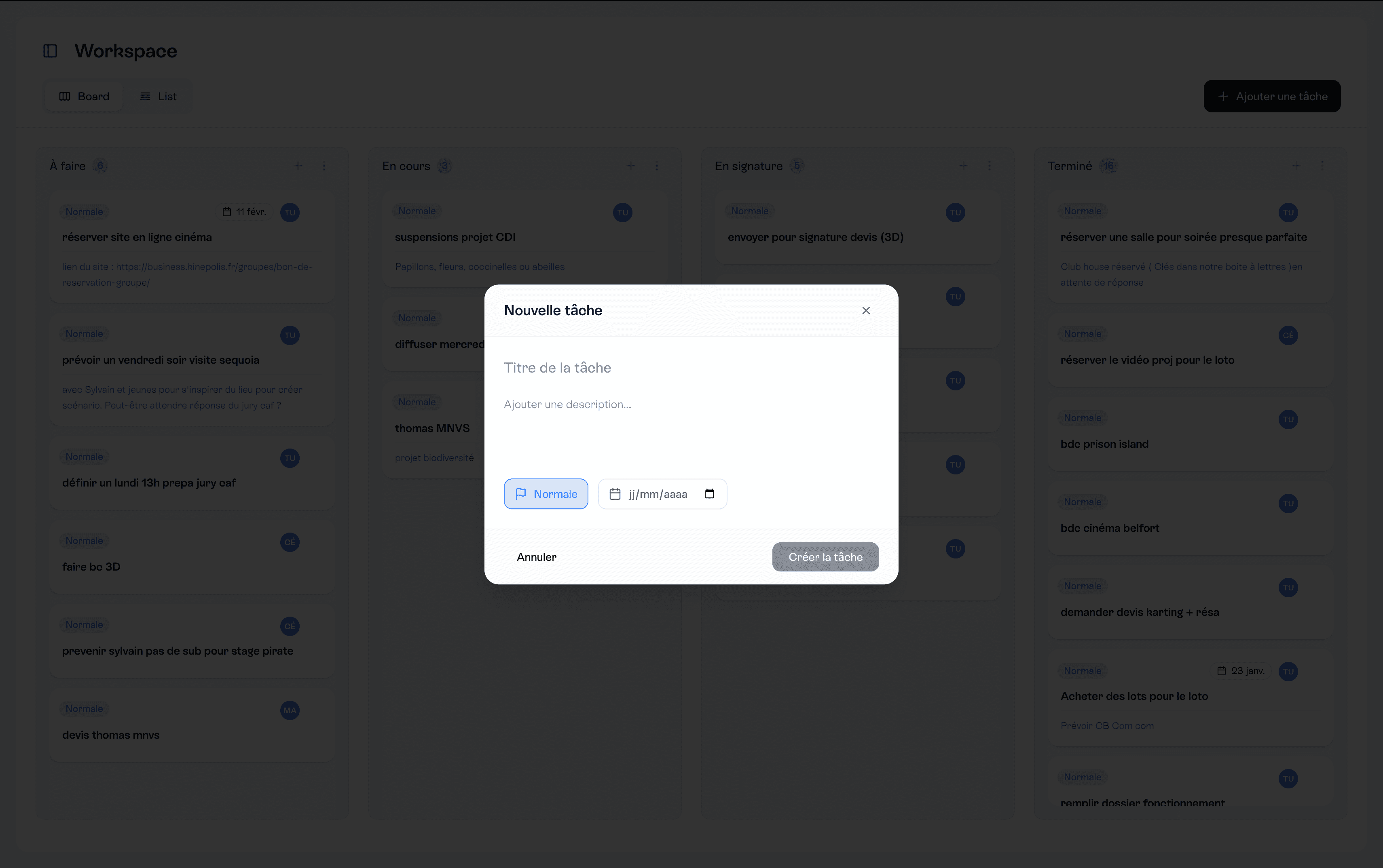 Organisation SJ - Outil de suivi d'activité — Vue détaillée